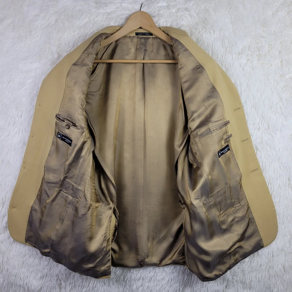 Bachrach Cashmere Blend 3 Button Blazer 40R‎ Camel Made In Italy Sporty